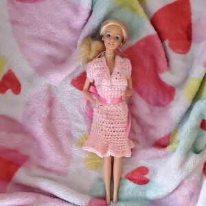 Barbie With Pink Crochet Skirt